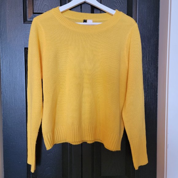 H & M Yellow Long Sleeved Crewneck Sweater Jumper Size M - Picture 7 of 11